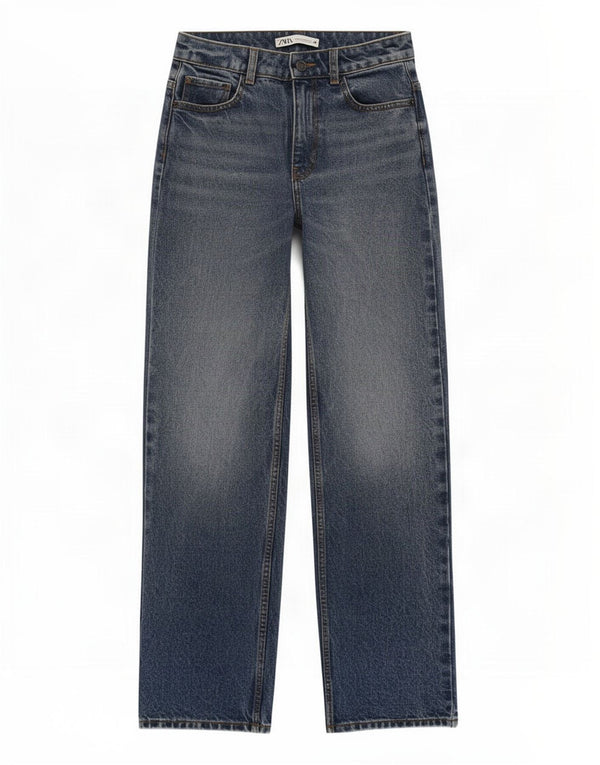Zara Vaqueros Rectos Mujer EU 34 2XS W24 L30 Algodón Azul