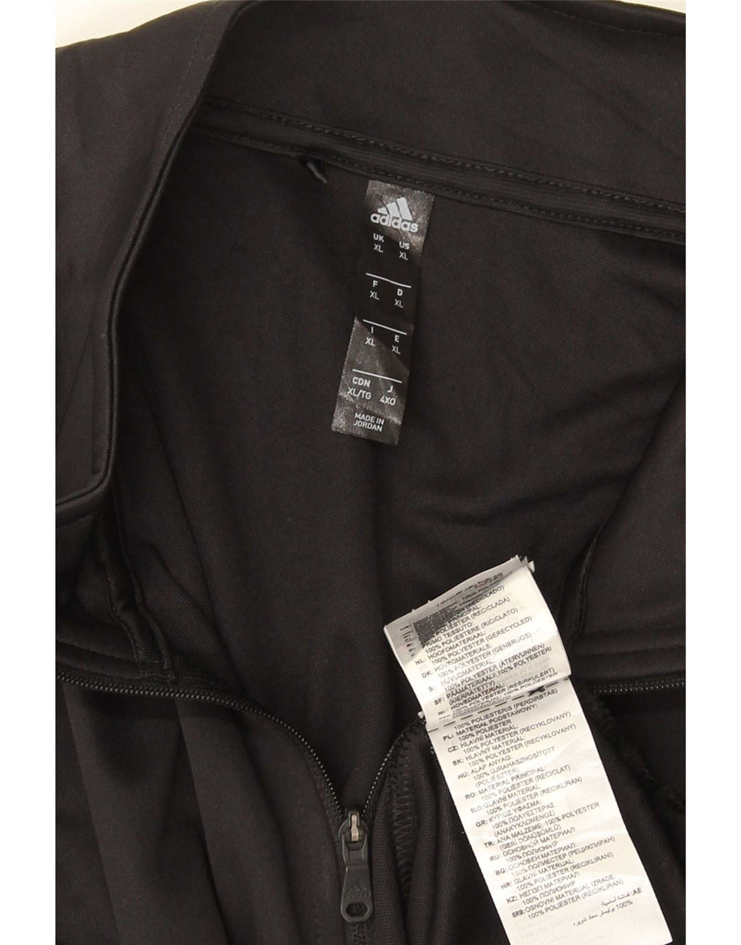Adidas Hombre Zip Neck Top Manga Larga XL Poliéster Negro