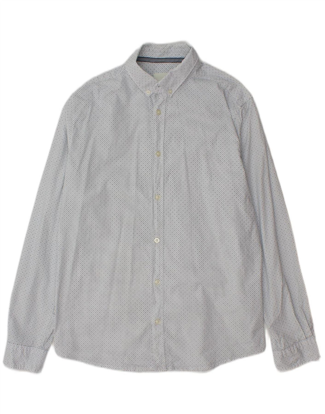 TOM TAILOR Mens Regular Shirt Medium White Spotted Cotton