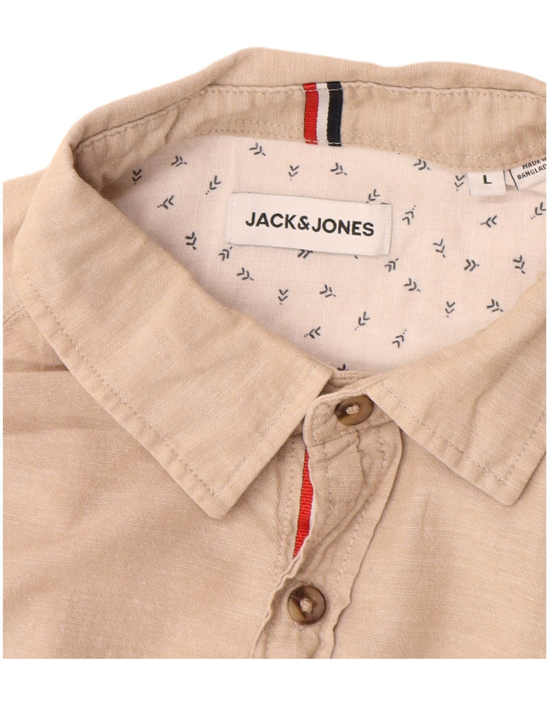 Camisa Jack & Jones Hombre Grande Beige Algodón