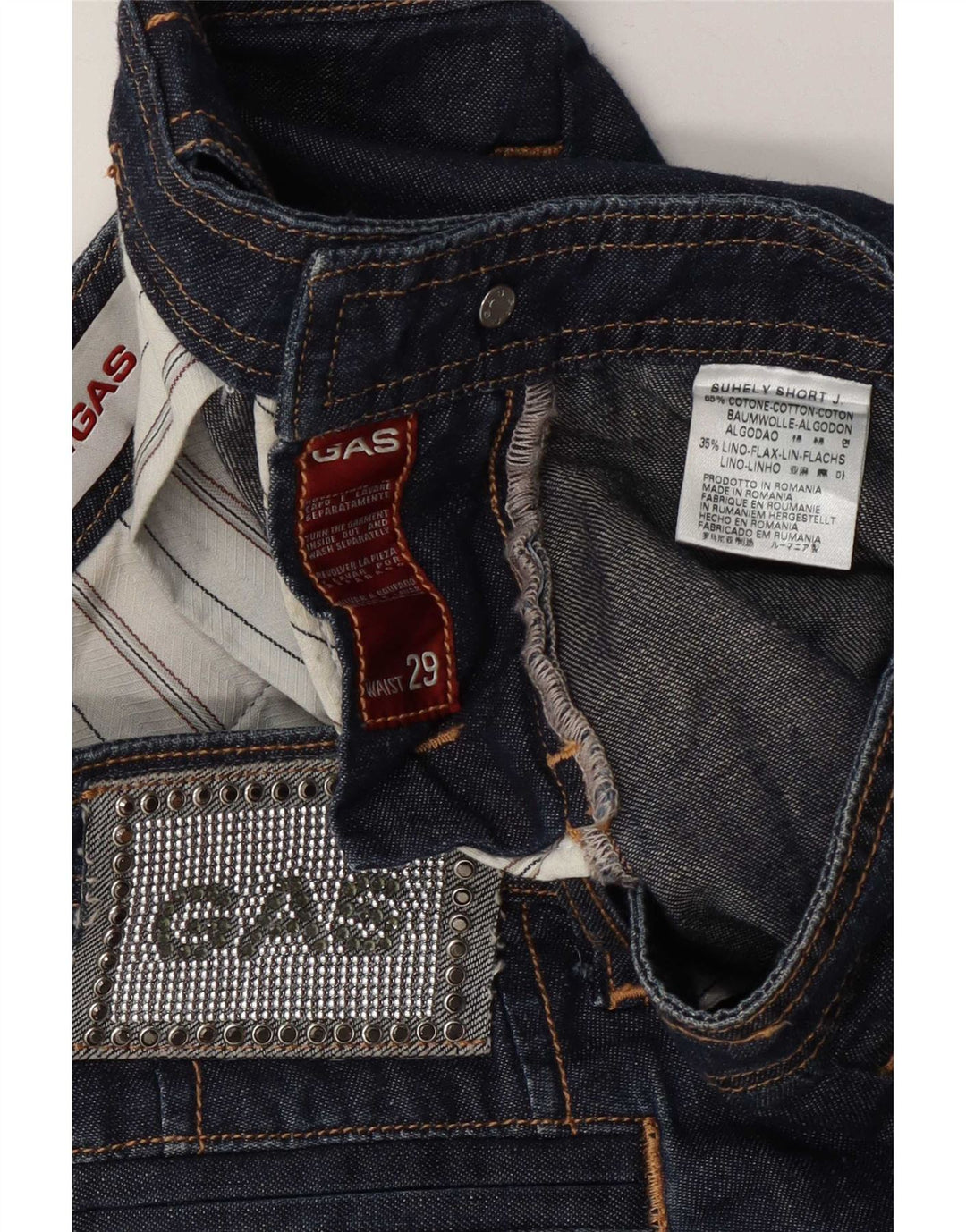 Shorts Vaqueros Mujer Gas W29 Algodón Azul Marino Medio