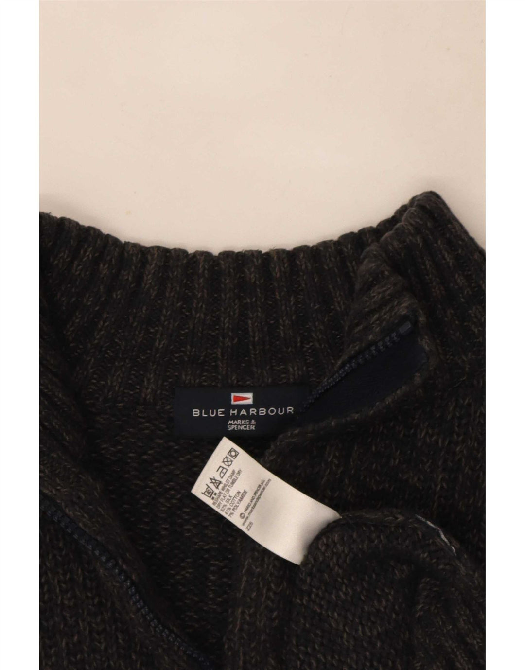 Marks & Spencer Jersey Azul Harbor con Cuello Y Cremallera para Hombre Seda Gris Medio