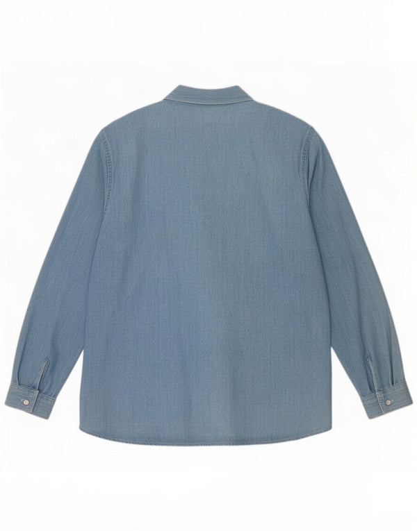 Vintage mujer camisa de mezclilla Reino Unido 14 algodón azul grande