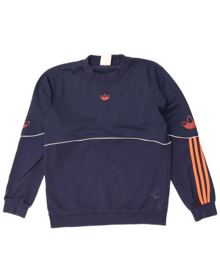Adidas Hombre Graphic Sudadera Jumper Pequeño Azul Marino Algodón