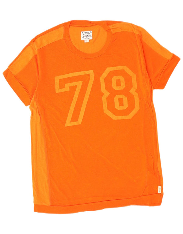 DIESEL Hombre Camiseta Gráfica Top Small Naranja Colorblock Algodón