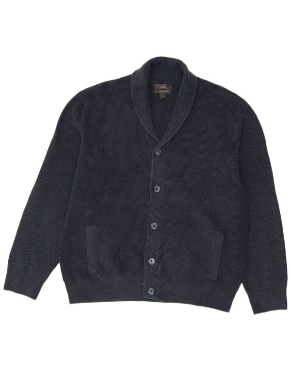Marks & Spencer Suéter tipo cárdigan para hombre 2XL Poliéster azul marino
