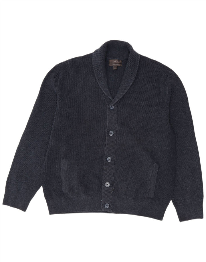 Marks & Spencer Suéter tipo cárdigan para hombre 2XL Poliéster azul marino