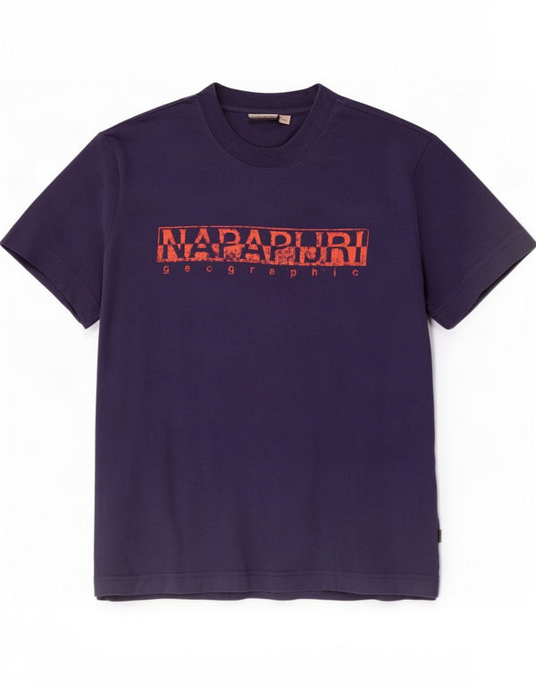 Napapijri Hombre Camiseta Gráfica Top Small Azul Marino Algodón