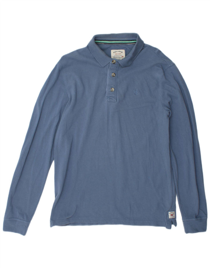 Polo de hombre Fat Face de manga larga de algodón azul medio