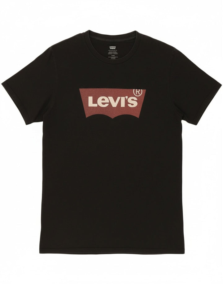 LEVI'S Mens Graphic T-Shirt Top Medium Black Cotton Vintage Levi's and Second-Hand Levi's from Messina Hembry 