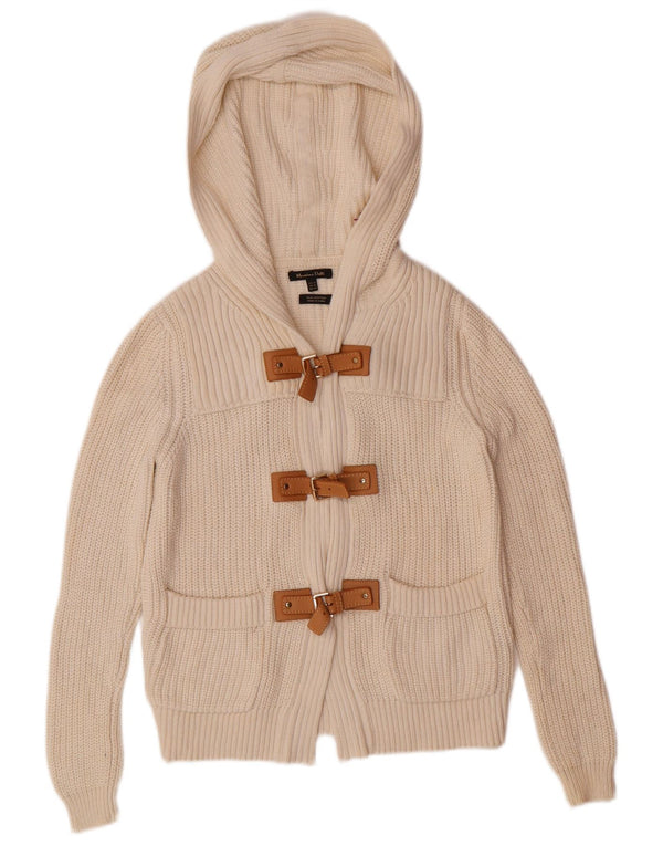 MASSIMO DUTTI Suéter tipo cárdigan con capucha para mujer UK 6 XS Algodón beige