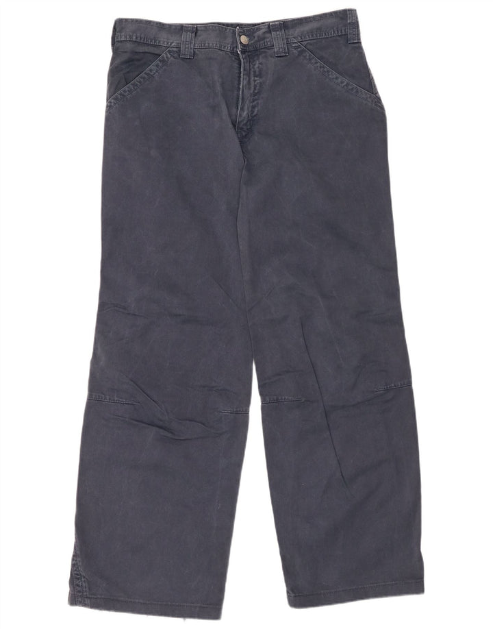 ARMANI Pantalón casual holgado para hombre IT 48 Medium W32 L30 Azul marino