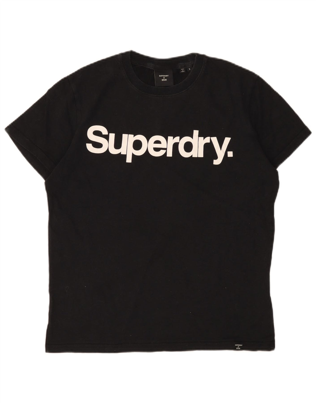 SUPERDRY Camiseta gráfica para mujer Top UK 46 Large Black Cotton