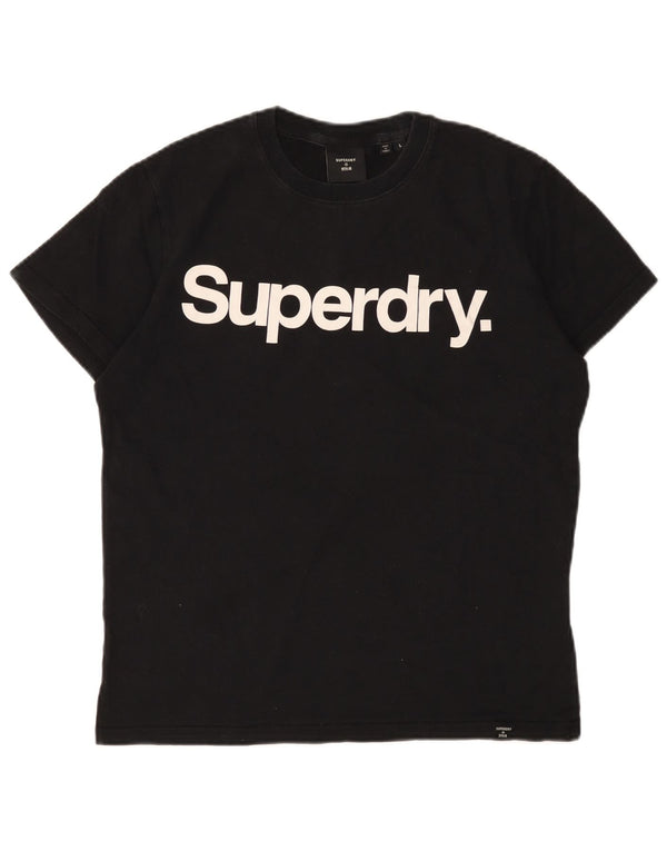 SUPERDRY Camiseta gráfica para mujer Top UK 46 Large Black Cotton