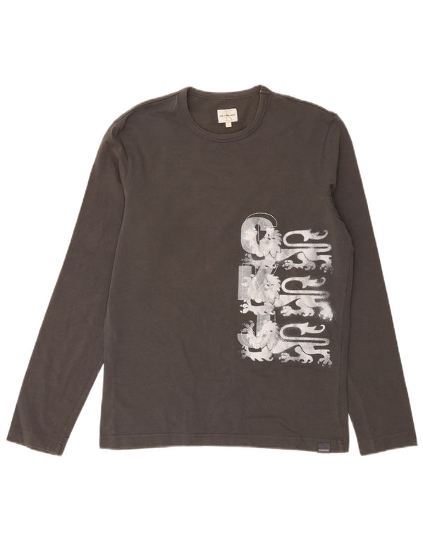 Calvin Klein Jeans Top gráfico para hombre de manga larga de algodón gris grande