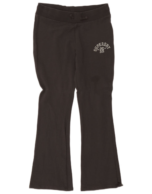 Superdry Pantalones de chándal con estampado gráfico acampanado para mujer, talla 44, algodón gris grande