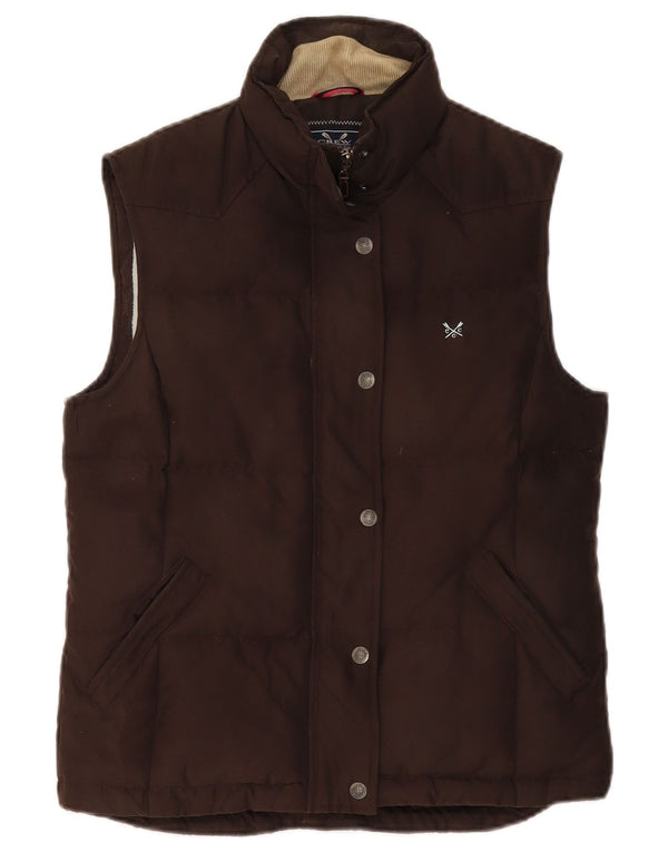 Crew Clothing Chaleco acolchado para mujer UK 10 Small Marrón Poliéster