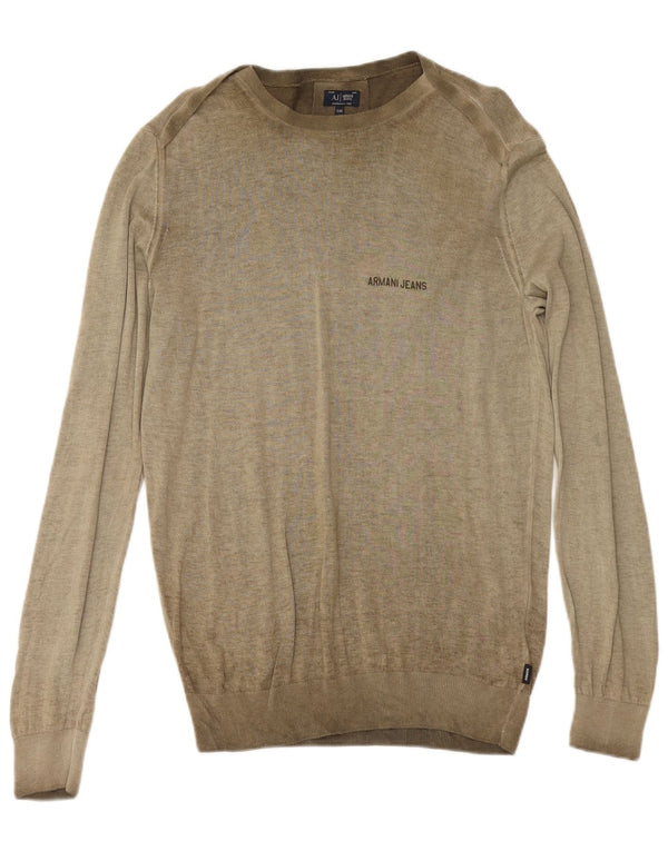 ARMANI JEANS Jersey con cuello barco para hombre, talla 2XL, algodón caqui