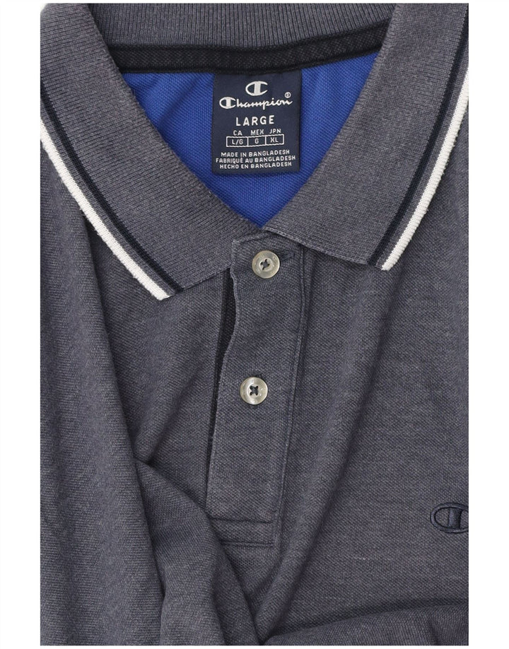 Champion Polo para hombre de algodón gris grande