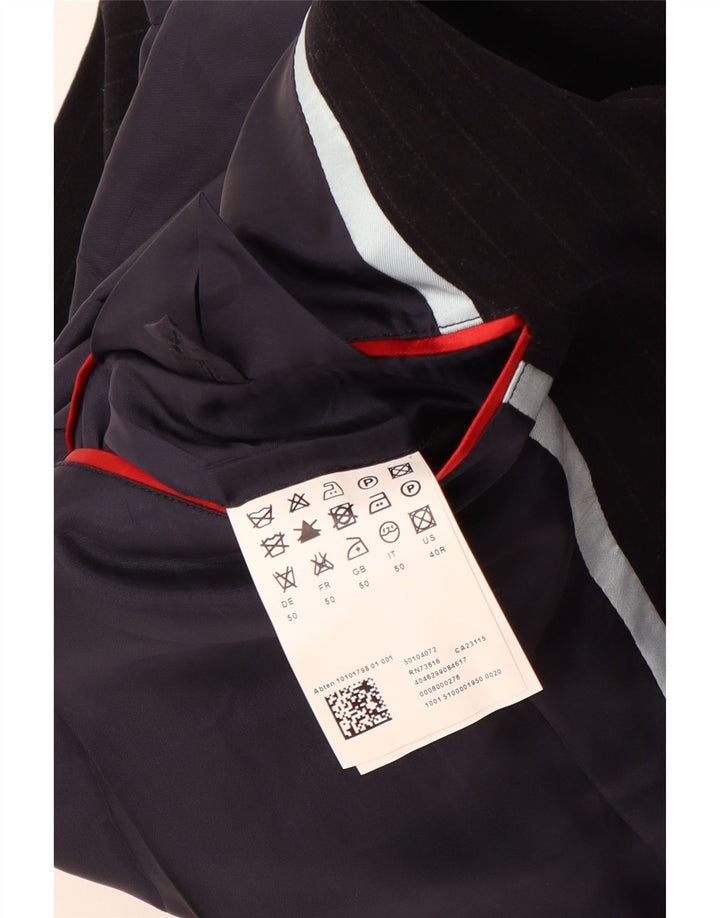 HUGO BOSS Chaqueta tipo blazer de 2 botones para hombre EU 50 Large Algodón negro a rayas