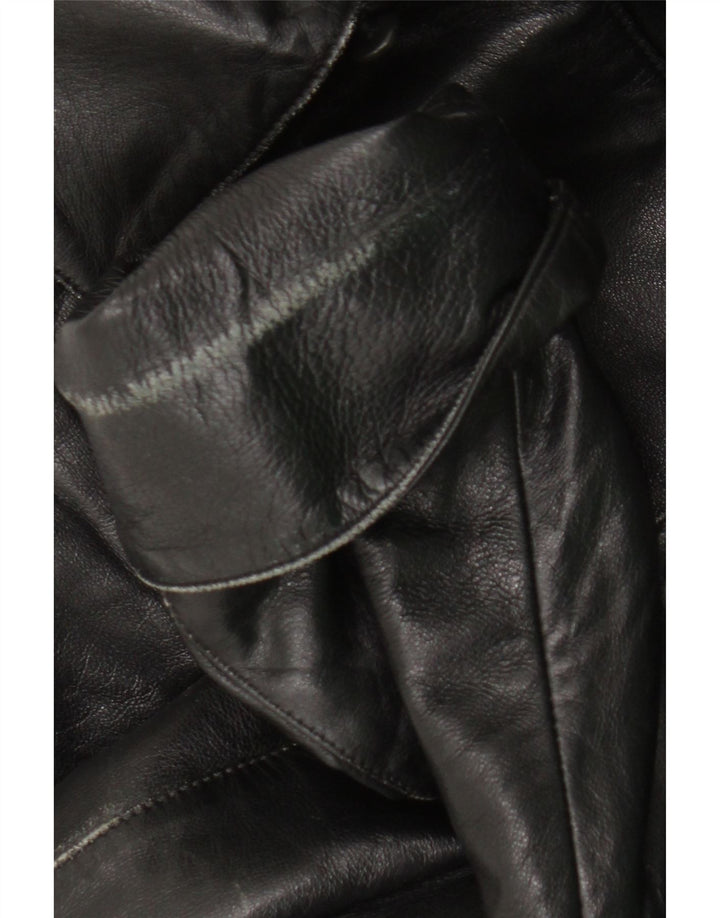 Abrigo de cuero vintage para mujer IT 42 Cuero negro medio