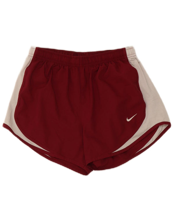 Nike Pantalones cortos deportivos Dri Fit para mujer UK 10 Small Borgoña Colorblock Poliéster