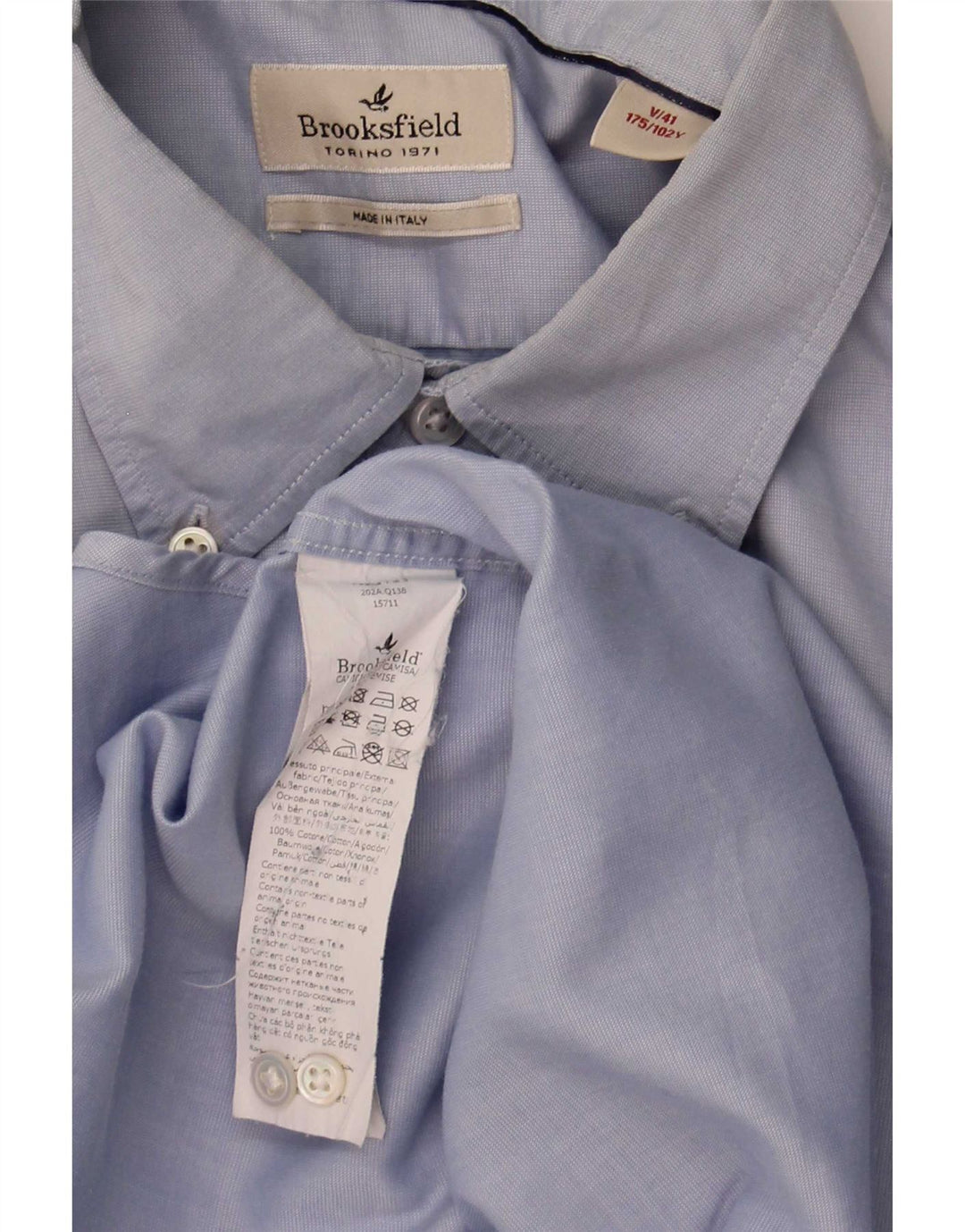 Camisa Brooksfield para hombre talla 41 algodón azul grande
