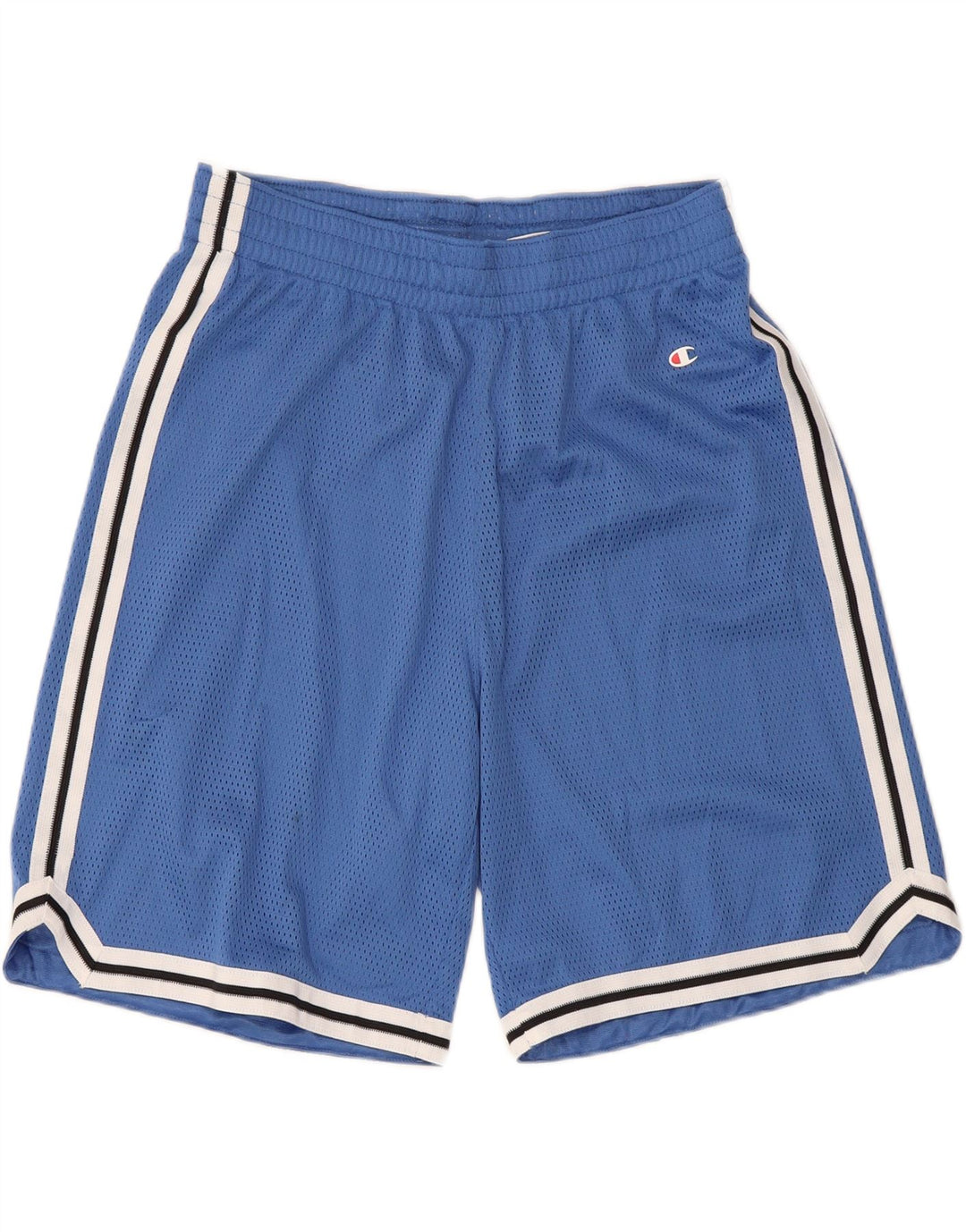 Champion Shorts deportivos para hombre, poliéster con bloques de color azul pequeño