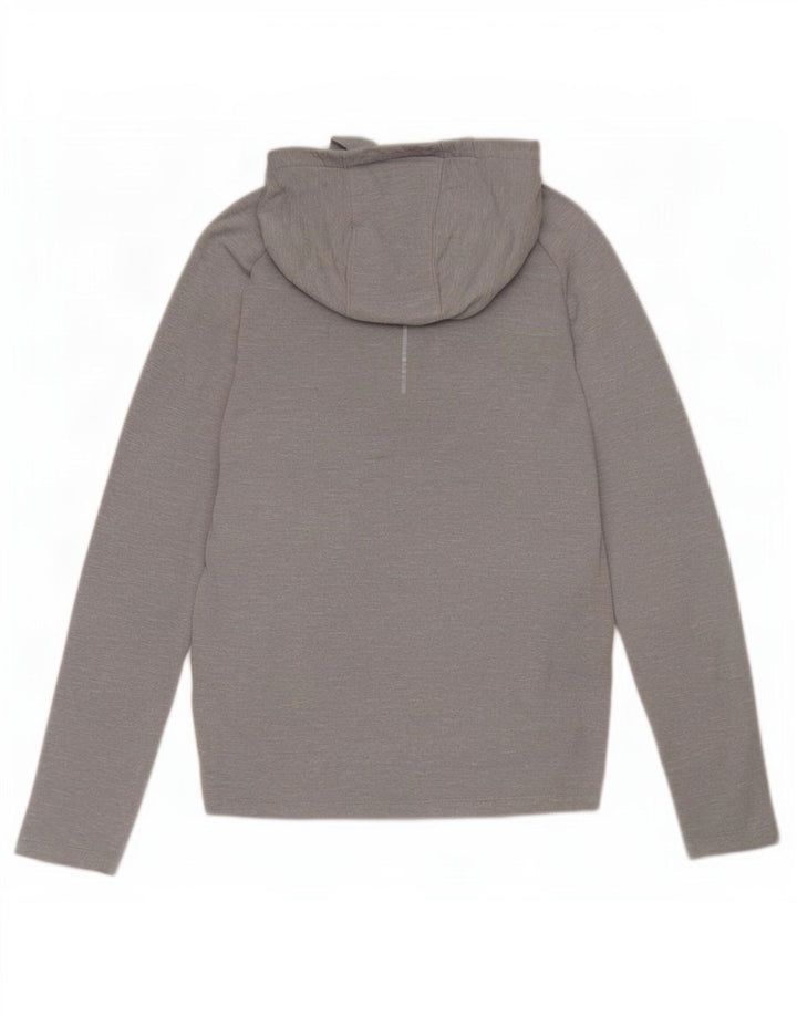 Nike - Camiseta con capucha Dri Fit para hombre, manga larga, poliéster moteado en gris medio