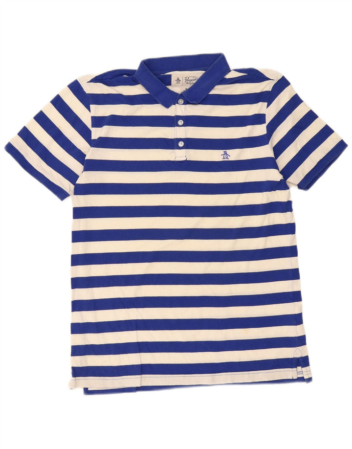 Polo Penguin De Corte Regular Para Hombre De Algodón A Rayas Azul Medio