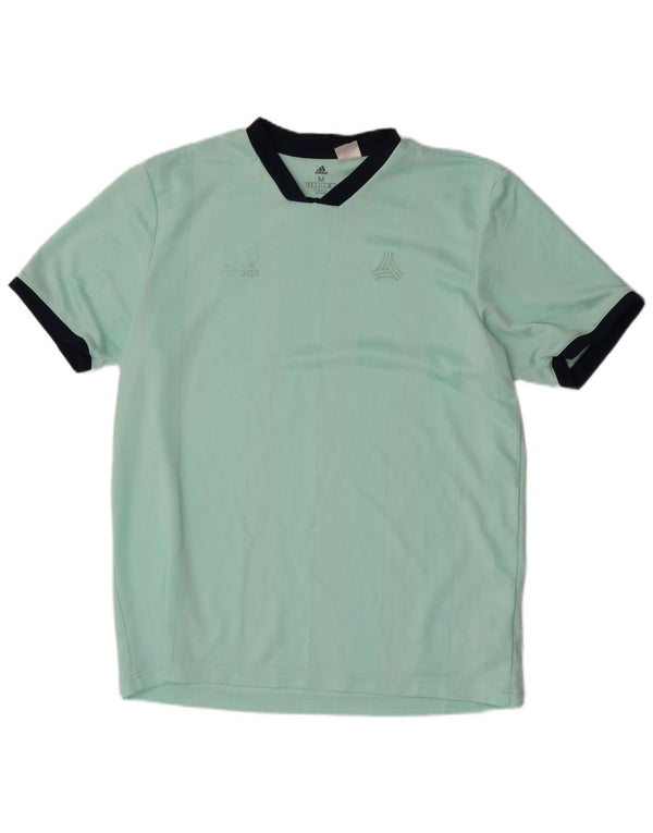 Adidas Mens Climalite Camiseta Top Medio Turquesa Rayas Poliéster
