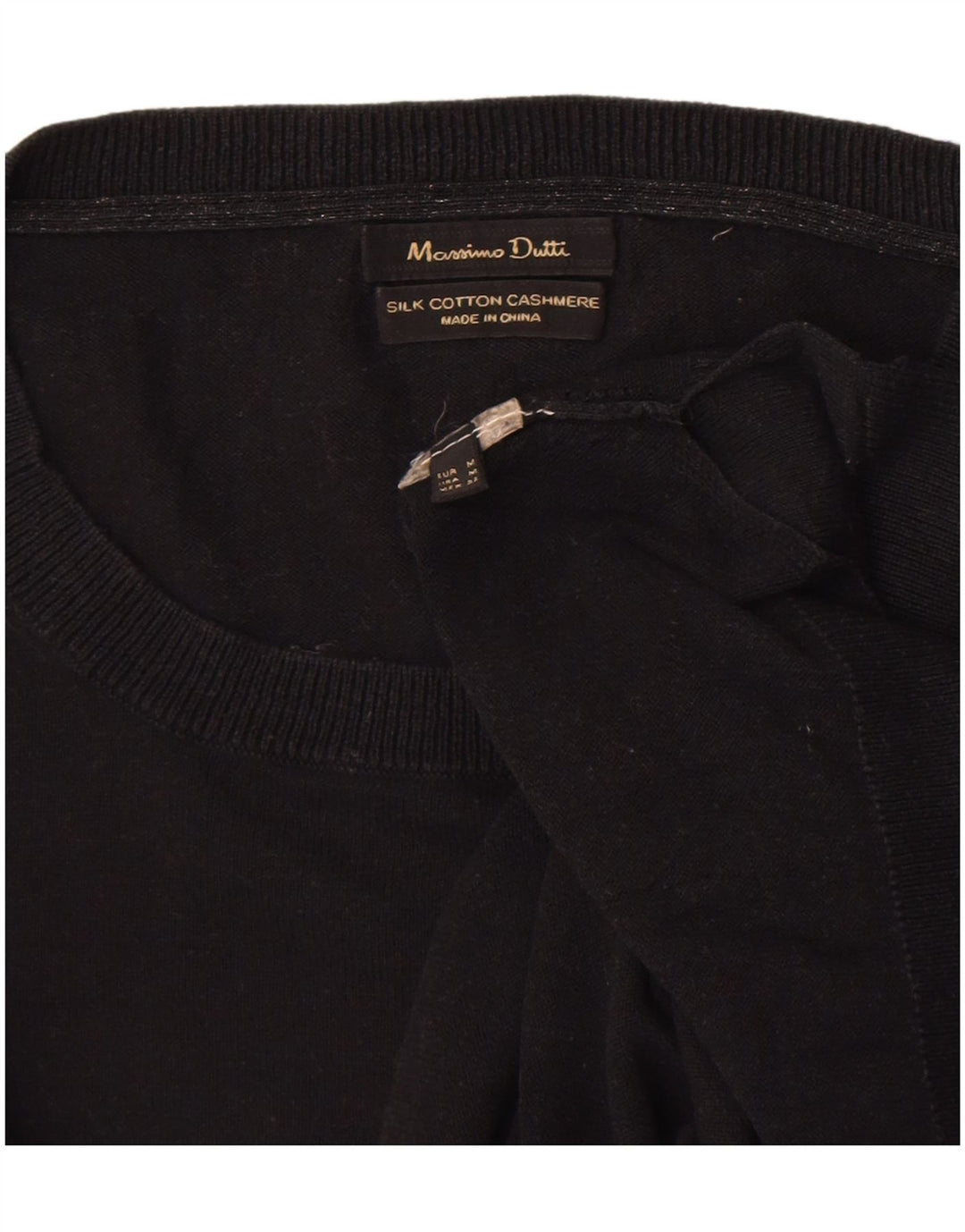 Massimo Dutti Jersey de Cuello Redondo para Mujer UK 44 Mediano Negro Algodón