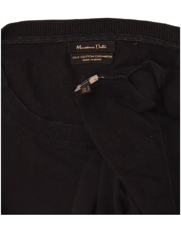 Massimo Dutti Jersey de Cuello Redondo para Mujer UK 44 Mediano Negro Algodón