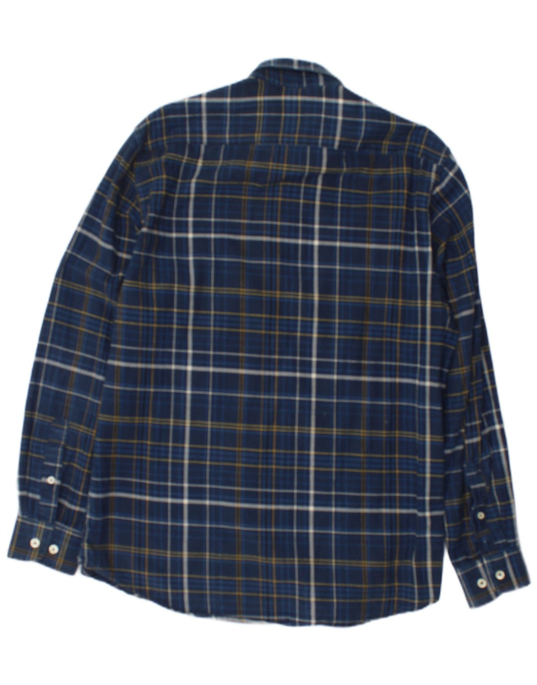 Carrera Camisa de franela de ajuste regular para hombre Algodón a cuadros azul marino grande