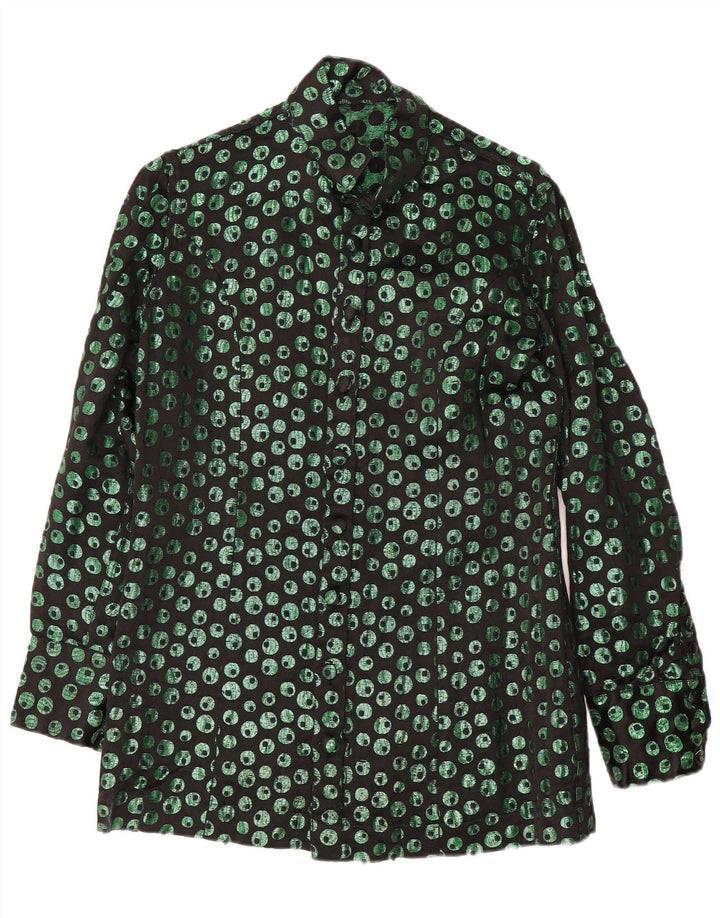 Camisa vintage para hombre pequeña geométrica negra