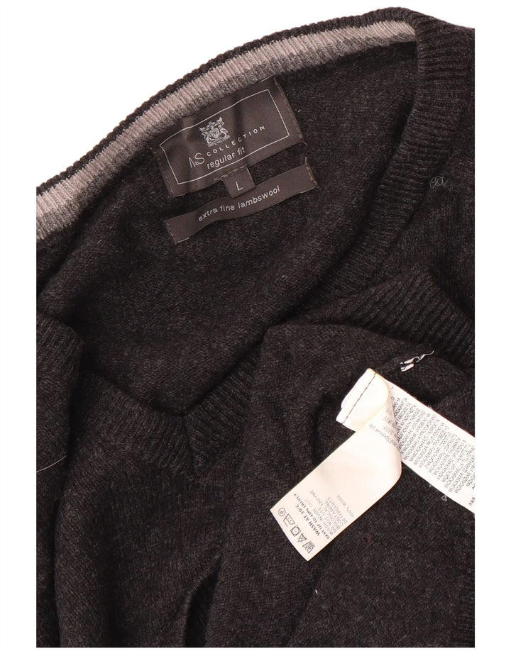 Marks & Spencer Jersey Regular Fit con Cuello en V para Hombre Lana Gris Grande