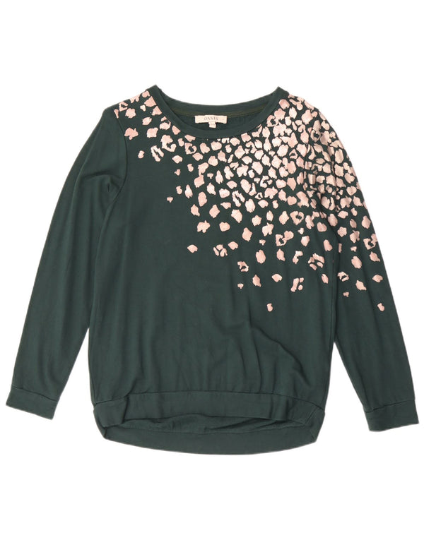 Oasis Mujer Sudadera Extragrande Jersey UK 10 Small Green Animal Print