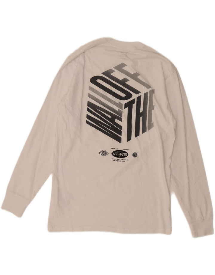 Vans Hombre Classic Fit Graphic Top Manga Larga Algodón Blanco Mediano