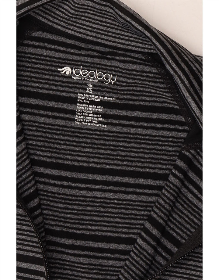 IDEOLOGY Womens Tracksuit Top Jacket UK 6 XS Black Striped Polyester Vintage Ideology and Second-Hand Ideology from Messina Hembry 