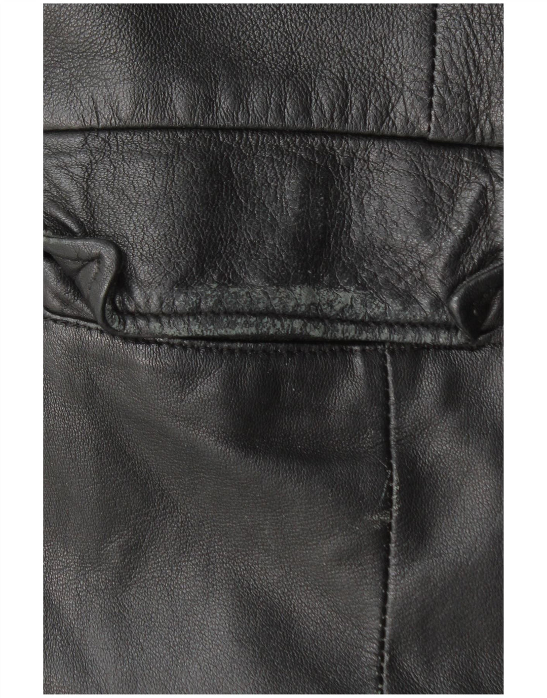 VINTAGE Abrigo de cuero para mujer Reino Unido 18 XL Cuero negro