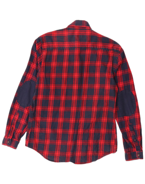 Zara Hombre Camisa De Franela Slim Fit Algodón A Cuadros Rojos Grandes