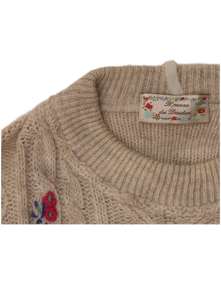 Vintage mujer cuello redondo jersey suéter Reino Unido 16 gris grande