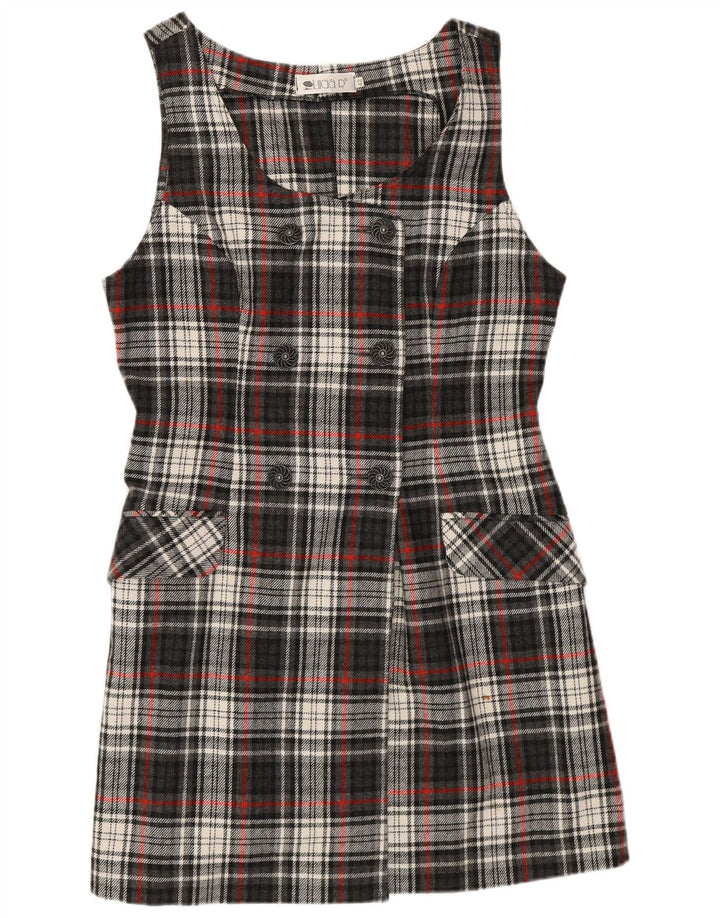 Vintage mujer regular fit Pinafore vestido IT 42 gris medio cuadros retro