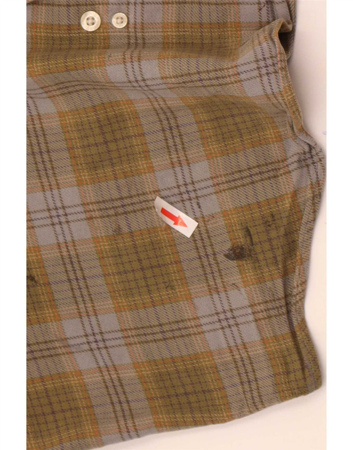 Barbour Hombre Camisa De Franela De Algodón A Cuadros Caqui Grande