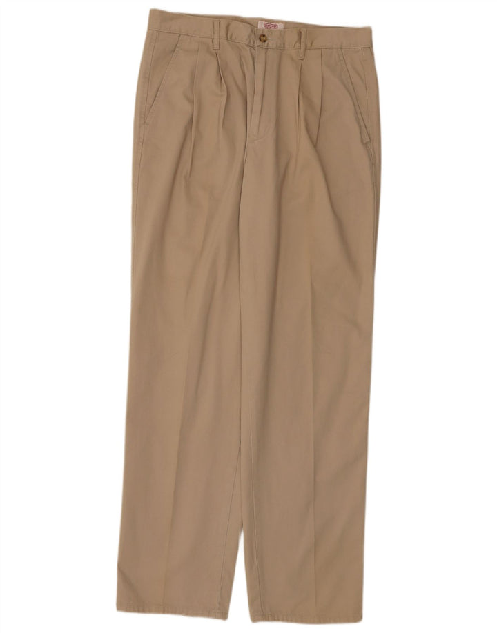 Stefanel Pantalón chino con pinzas para hombre IT 50 Large W36 L33 Algodón beige