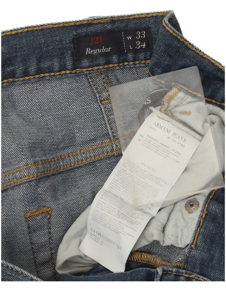 Armani Jeans Vaqueros rectos regulares para hombre W33 L30 Algodón azul