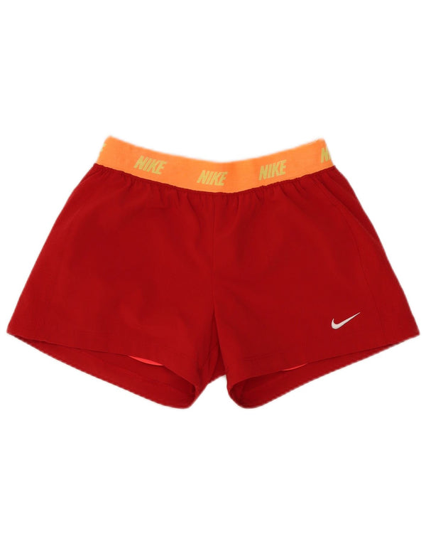 Nike Dri Fit Graphic - Pantalones cortos deportivos para mujer, talla 12, poliéster rojo mediano