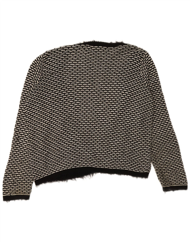 Marks & Spencer Suéter tipo cárdigan abierto para mujer UK 44 Grande Negro Geométrico