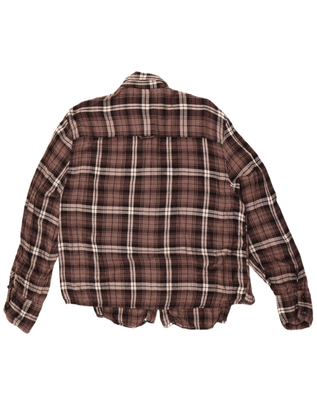 Benetton Camisa De Franela Mujer ES 44 Large Marrón A Cuadros