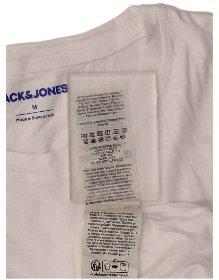 JACK & JONES Hombre Camiseta Top Medium Blanco Algodón